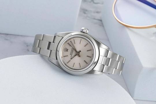  Rolex Oyster Perpetual Silver Dial Edelstahl Automatik Damen Ref. 76080 Y-Serie 