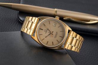 Thumbnail von Omega Seamaster Messing vergoldet Quarz Herrenuhr 196.186 396.0910 Vintage