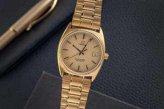 Thumbnail von Omega Seamaster Messing vergoldet Quarz Herrenuhr 196.186 396.0910 Vintage