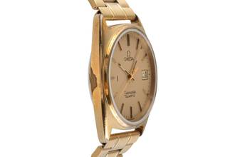 Thumbnail von Omega Seamaster Messing vergoldet Quarz Herrenuhr 196.186 396.0910 Vintage