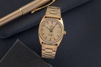 Thumbnail von Omega Seamaster Messing vergoldet Quarz Herrenuhr 196.186 396.0910 Vintage