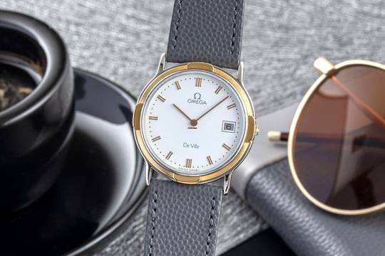  Omega De Ville Symphonie Stahl / Gold Quarz unisex Ref. 196.0308 Vintage 