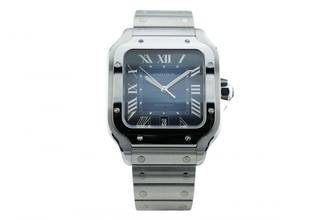 Thumbnail von Cartier Santos Large - Blue Dial - Additional Blue Leather Strap - Like New - WSSA0071 2025
