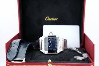 Thumbnail von Cartier Santos Large - Blue Dial - Additional Blue Leather Strap - Like New - WSSA0071 2025
