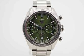 Thumbnail von TAG Heuer Carrera Calibre Heuer 02 Chronograph 44mm Green Dial Fullset aus 2024