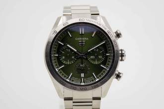 Thumbnail von TAG Heuer Carrera Calibre Heuer 02 Chronograph 44mm Green Dial Fullset aus 2024