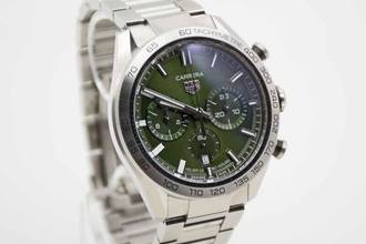 Thumbnail von TAG Heuer Carrera Calibre Heuer 02 Chronograph 44mm Green Dial Fullset aus 2024