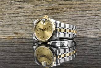 Thumbnail von Tudor Prince Date NOS / UNGETRAGEN 74033 Rare Gold Diamond Dial - B&P 2008