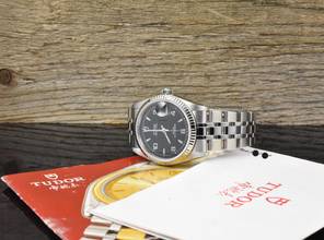 Thumbnail von Tudor Prince Date 74034 Stahl & Weißgold Black Arabic Dial - Automatic