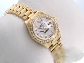 Thumbnail von Rolex Lady-Datejust 179138 2014 Gelbgold 750 Perlmutt Diamanten Automatik 18kt Yellow Gold President-band Oyster Chronometer