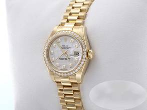  Rolex Lady-Datejust 179138 2014 Gelbgold 750 Perlmutt Diamanten Automatik 18kt Yellow Gold President-band Oyster Chronometer 