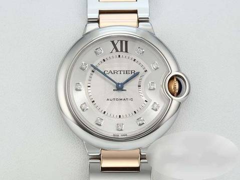  Cartier Ballon Bleu 36mm Edelstahl Rosegold 750 Diamanten We902031 Stahl Gold Steel 18kt Rose Gold 