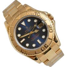  Rolex Yacht-Master 68628 medium by 35MM blue dial yellow gold 18KT Full Set TOP Condition 