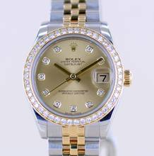 Rolex Datejust 31 31mm Jubilee Bracelet Diamond Bezel Diamond Dial Champagne LC100 B+P