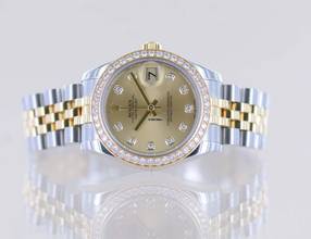 Thumbnail von Rolex Datejust 31 31mm Jubiléband Diamond Bezel Diamond Dial Champagner LC100 B+P