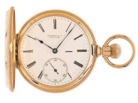 Tiffany & Co. pocket watch hunter case pocket watch 18kt rose gold 1918 very good vintage hunter case pocket watch 18kt rose gold 103g small second at 6 o'clock