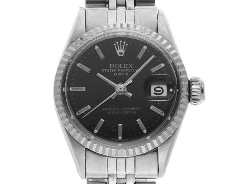  Rolex Oyster Perpetual Lady Date Ref.6517 1967 original Box sehr gut Vintage Oyster Perpetual Date open 6/9 Stahl 18kt Weißgold 