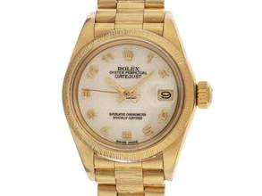 Thumbnail von Rolex Lady-Datejust Ref.69278 1982 Box&Beschreibung Original Unpoliert Vintage Datejust Lady Jubilee Dial Rindengravur 18kt Gelbgold