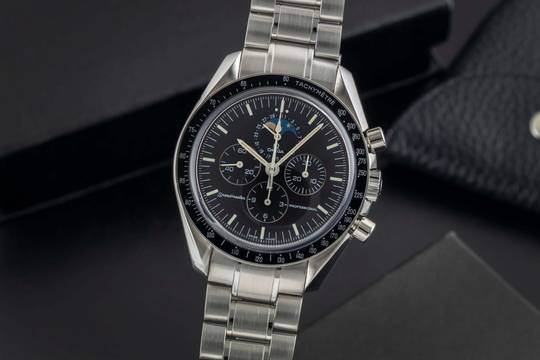  Omega Speedmaster Professional Moonwatch Moonphase Chronograph Handaufzug Herrenuhr Ref 3576.50.00 B&P 