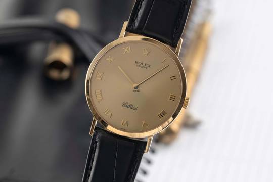  Rolex Cellini 18k (0,750) Gold Handaufzug Herrenuhr Ref. 4112/8 Papiere 1996 