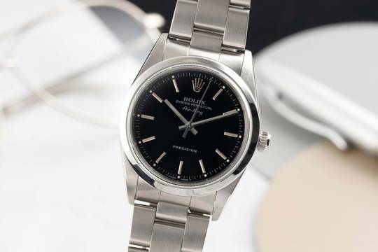  Rolex Air King 34 Black Dial Oyster Edelstahl Automatik Herrenuhr Ref. 14000 Box 