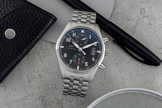 IWC Fliegeruhr Spitfire Chronograph Stahl Automatik Ref. IW387804 B&P 2019 
