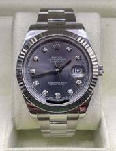  Rolex Datejust II 41 Rhodium Diamond Dial + box top condition 