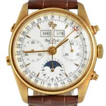 Thumbnail von Paul Picot Etanche chronograph triple calendar moonphase yellow gold 18KT Full Set