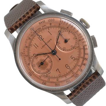 Longines Chronograph 5508 Oversize caliber 13ZN Flyback salmon dial 1942 TOP Condition 