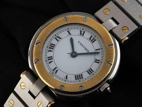 Thumbnail von Cartier Santos Ronde MM Medium Modell Ref.8191 1996 original Box sehr gut Vintage Santos Ronde MM Medium Modell