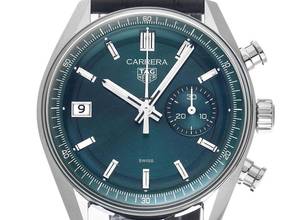 Thumbnail von TAG Heuer Carrera Chronograph Ref.CBS2211.FC6545 2025 Full Set Unworn Carrera Chronograph Green Dial Crocodile Leather Folding Clasp