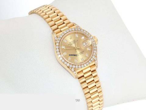  Rolex Lady-Datejust Gelbgold 750 1994 Diamanten Brillanten Automatik 18kt Yellow Gold Damen President-band Chronometer Oyster 