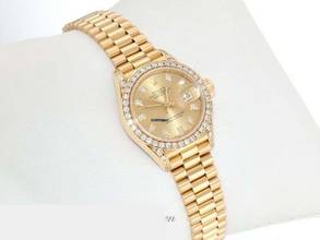  Rolex Lady-Datejust Gelbgold 750 1994 Diamanten Brillanten Automatik 18kt Yellow Gold Damen President-band Chronometer Oyster 