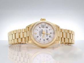 Thumbnail von Rolex Lady-Datejust Gelbgold 750 1996 Diamanten Automatik 18kt Yellow Gold Damen President-band Chronometer Oyster White Dial