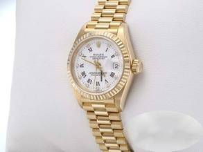 Thumbnail von Rolex Lady-Datejust Gelbgold 750 1996 Diamanten Automatik 18kt Yellow Gold Damen President-band Chronometer Oyster White Dial