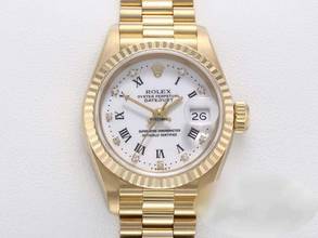  Rolex Lady-Datejust Gelbgold 750 1996 Diamanten Automatik 18kt Yellow Gold Damen President-band Chronometer Oyster White Dial 