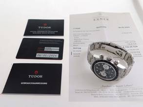 Thumbnail von Tudor Black Bay Chrono unused safe deposit watch in full set from 2024 LC 100 in the absolute full set with stainless steel bracelet, like new in store