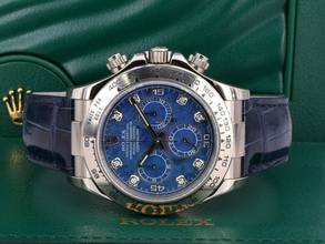 Thumbnail von Rolex Daytona Cosmograph Daytona 116519 New/nos Stickers White Gold Sodalite Diamonds Dial - Ita