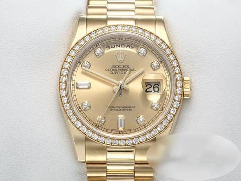  Rolex Day-Date 36 36mm 118348 2009 Gelbgold 750 Diamanten Automatik 18kt Yellow Gold President-band Chronometer Oyster 