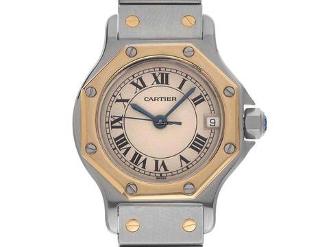  Cartier Santos Octagon PM kleines Modell Ref.187903 1993 Full Set sehr gut Vintage Santos Octagon PM kleines Modell 