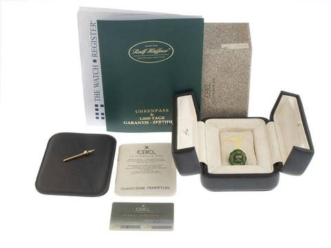  Ebel 1911 Ref.8136901 1991 Full Set sehr gut Vintage 1911 ewiger Kalender Chronograph 18kt Gelbgold 199g 