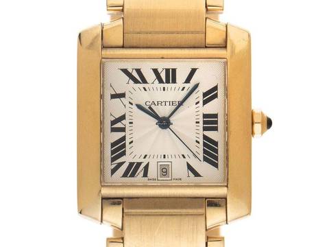  Cartier Tank Française GM Großes Modell Ref.2302 2009 Box&Bschreibung sehr gut Vintage Tank Francaise GM Großes Modell 18kt Gelbgold 144g 
