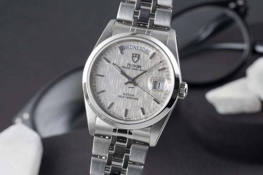  Tudor Prince Date Day Linen Dial Edelstahl Automatik Herren Ref. 76200 