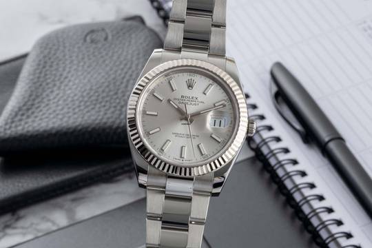  Rolex Datejust 41 Silver Dial Stahl / Weissgold Automatik Herren Ref. 126334 Box 