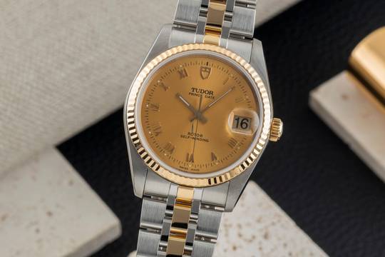  Tudor Prince Date Stahl / Gold Roman Dial Automatik Ref. 74033 Papiere 2012 