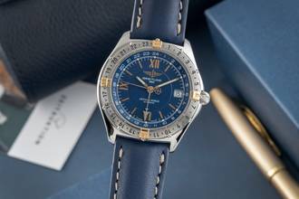  Breitling Antares World Blue Dial Stahl / Gold Automatik Herrenuhr Ref. B32047.1 