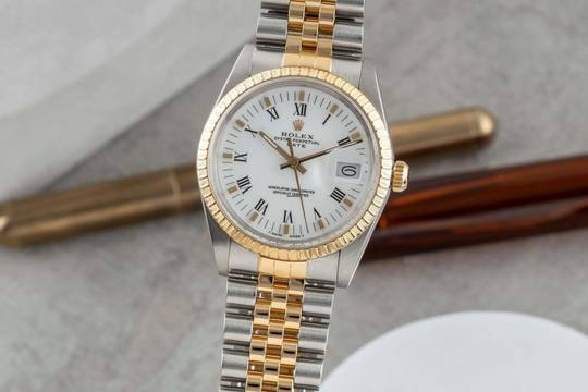  Rolex Oyster Perpetual Date 34 Stahl / Gold Automatik Herrenuhr Medium Ref. 15053 Klassiker 