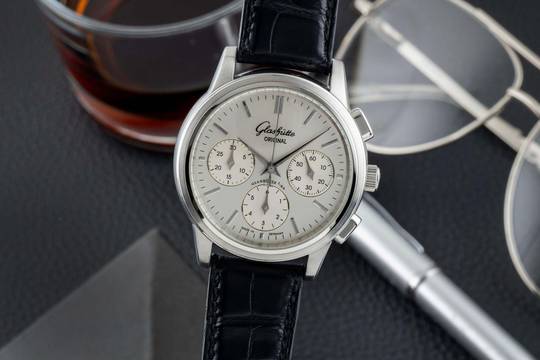  Glashütte Original Senator Chronograph Stahl Automatik Herrenuhr Ref. 39-31-11-13-04 B&P 