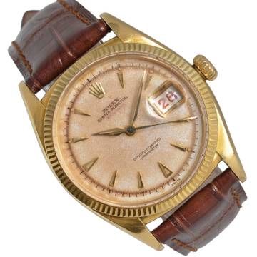  Rolex Datejust 36 6305-1 Cream Radium dial yellow gold 18KT very rare 1954 