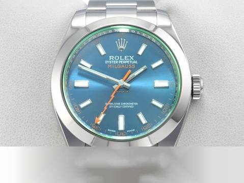  Rolex Milgauss 116400gv 2015 Lc110 Z-blue Edelstahl Automatik Stahl Blau Stainless Steel Oyster-band Chronometer Blue Dial 